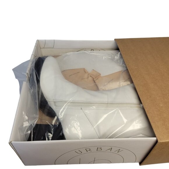 Urban Outfitters Leather Platform Zip Up Boots Ivory Y2K Size 8 - Picture 2 of 10